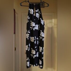 Candie’s Floral Dress Size L Black White Halter Sleeveless Summer Midi